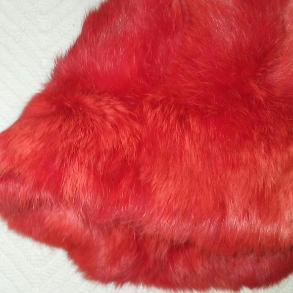 Red Rabbit Fur Hat - Picture 3 of 6